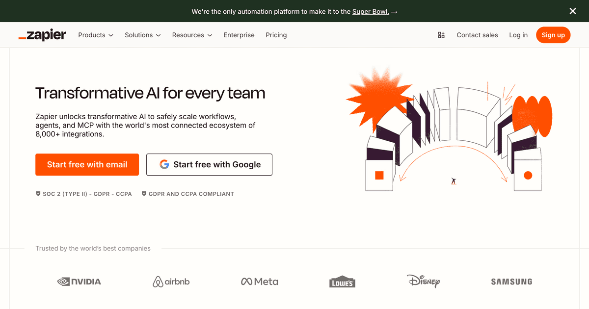 Screenshot of Zapier AI website