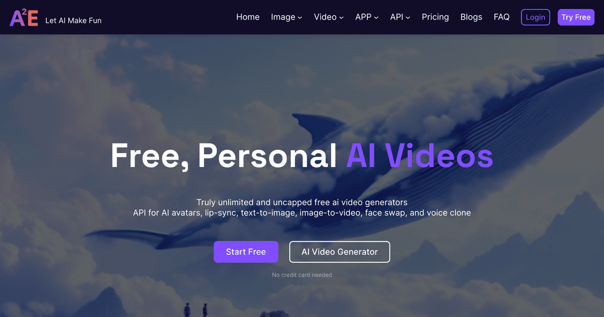 Screenshot of A2E AI website