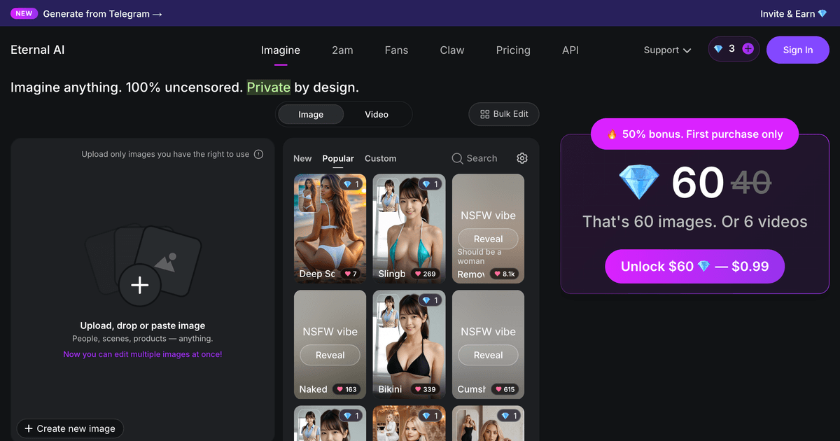 Screenshot of Eternal AI website