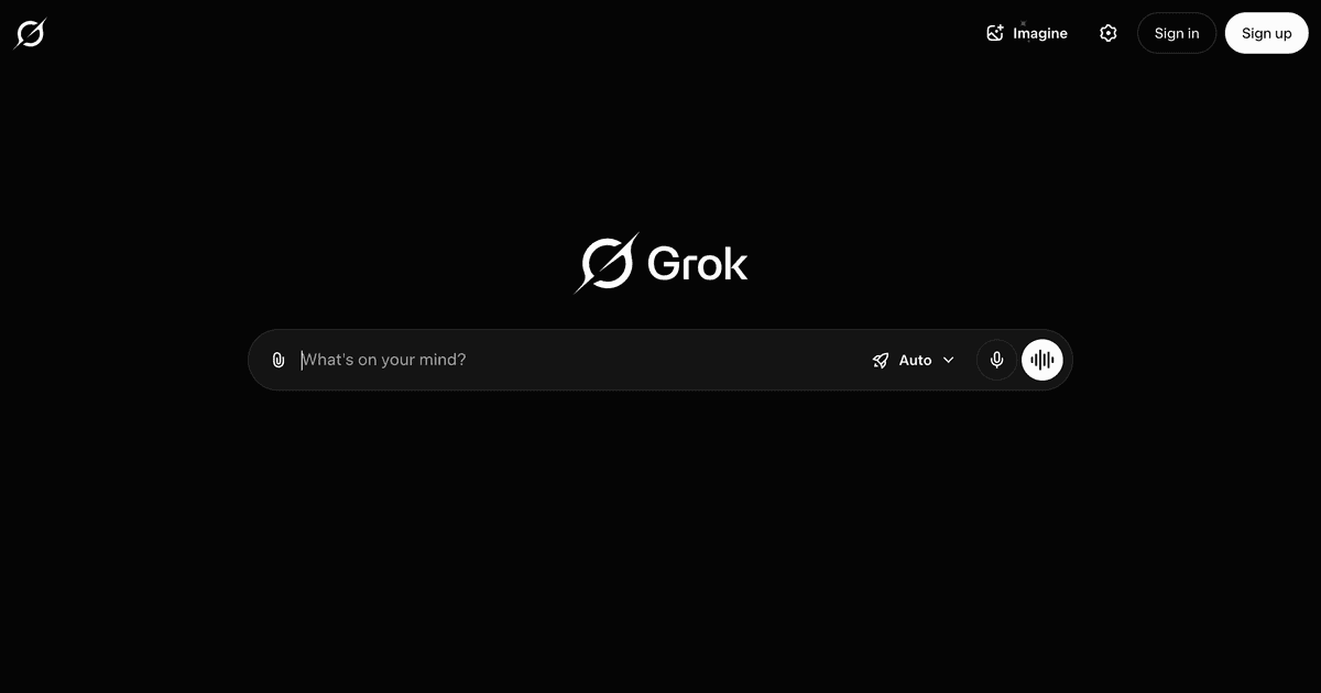 Screenshot of Grok AI website