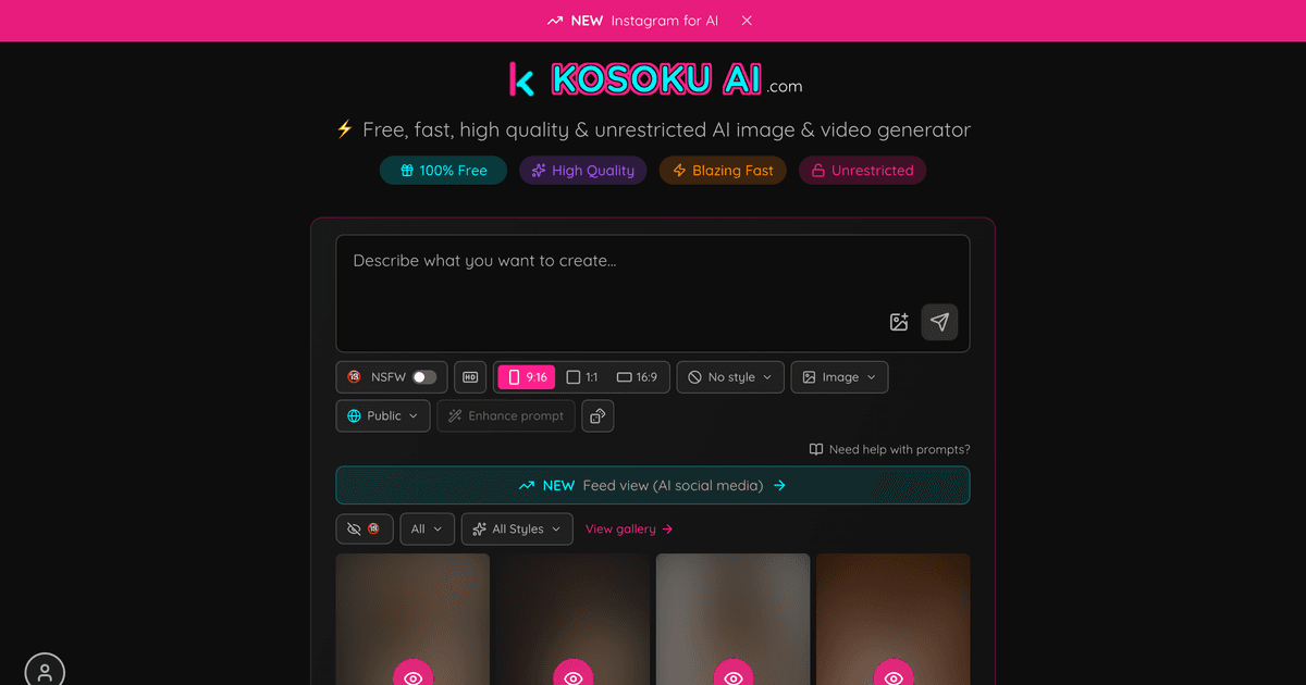 Screenshot of Kosoku AI website