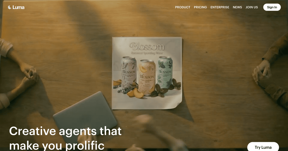 Screenshot of Luma AI website