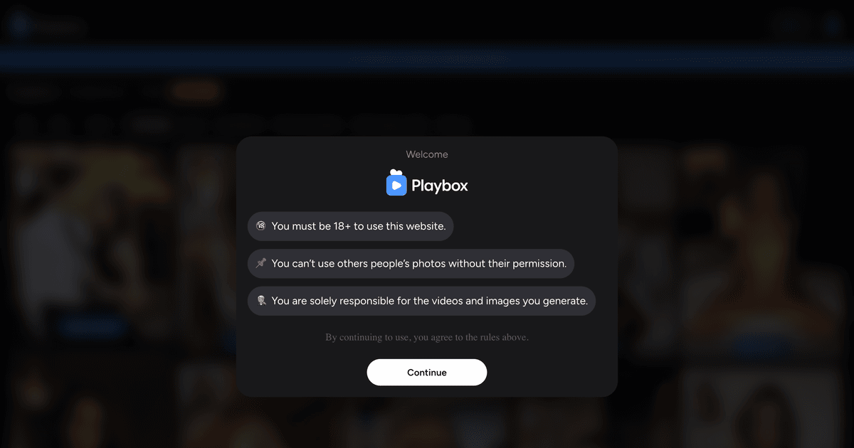 Screenshot of PlayBox AI website