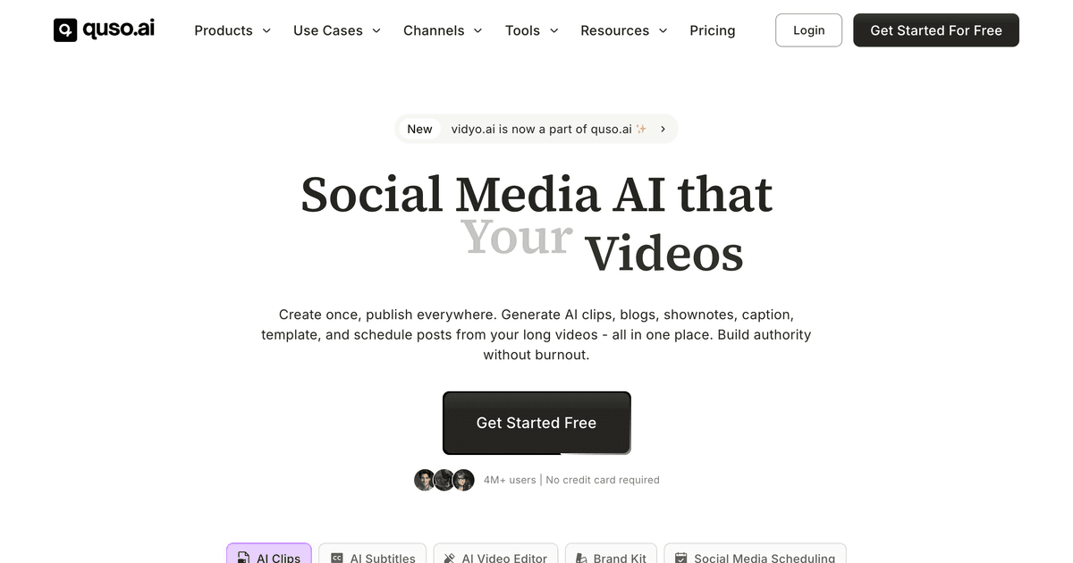 Screenshot of Quso AI website