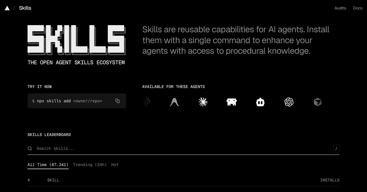 Screenshot of The Agent Skills Directory website