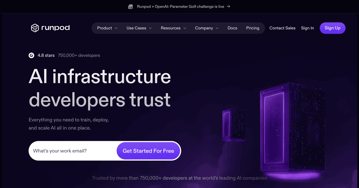 Screenshot of Runpod website