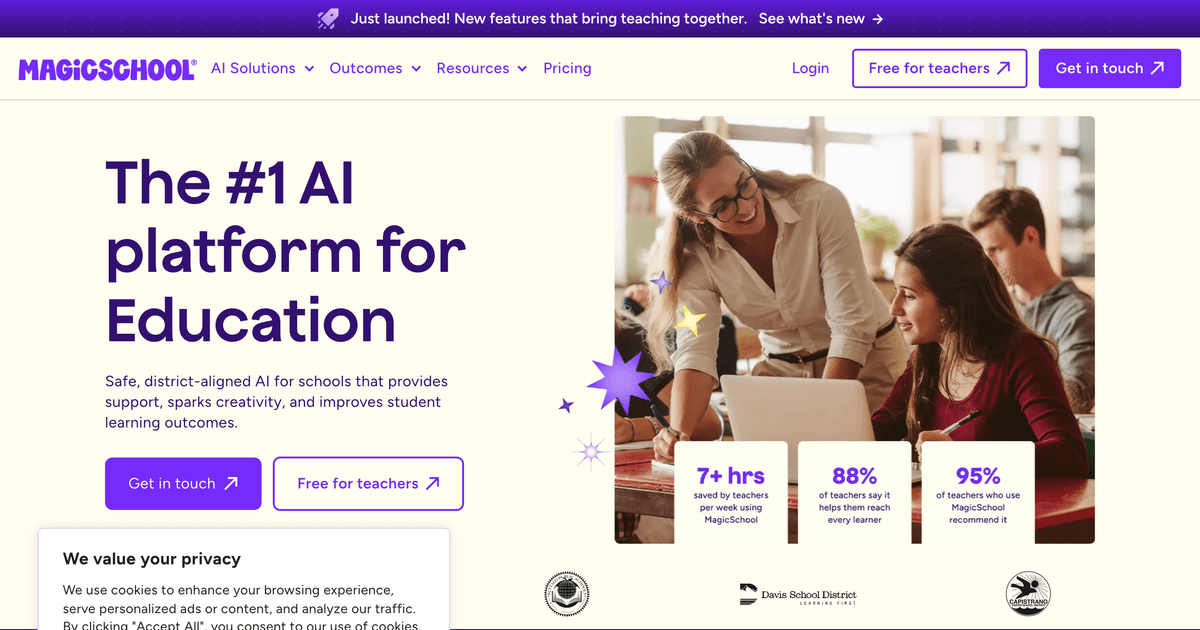 Screenshot of MagicSchool AI Platform website